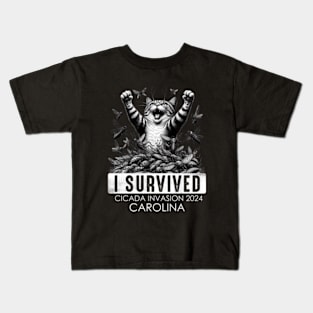 Carolina Cicada Invasion Survivor Funny Cat Kids T-Shirt